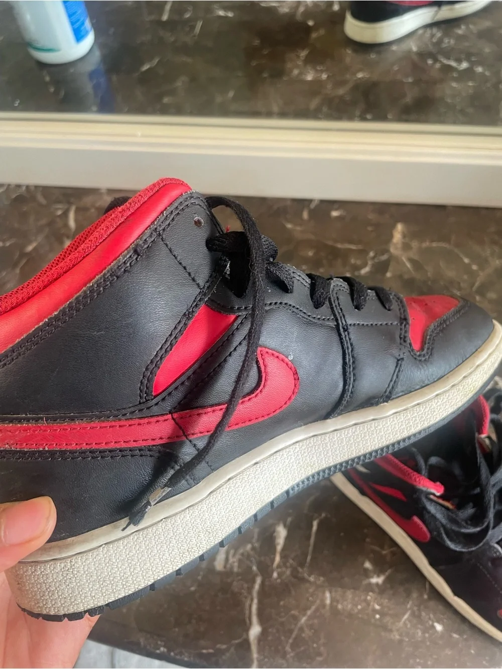 Jordan Kids Mid-Top Sneakers in Black and Red